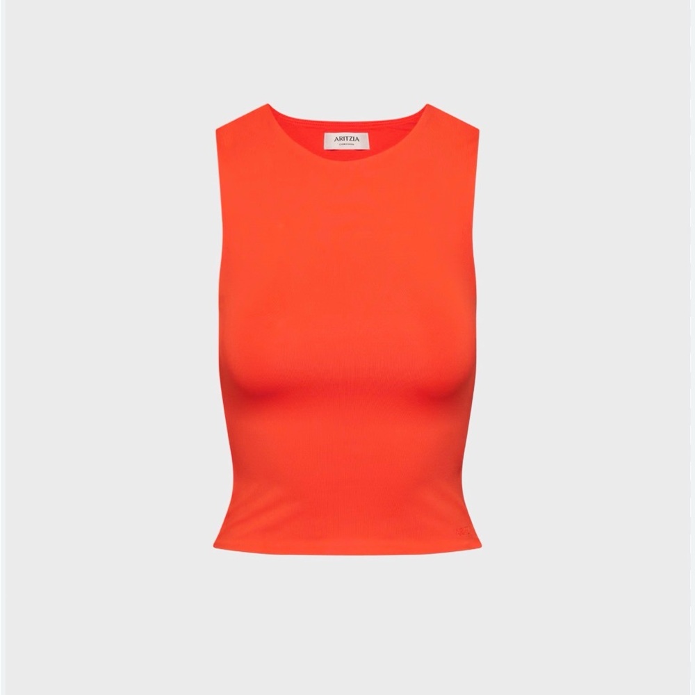Aritzia Bright Orange Ribbed Cropped Tank